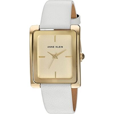 Anne Klein Reloj con Correa de Cuero para Mujer, Blanco/Dorado Anne Klein Reloj con Correa de Cuero para Mujer, Blanco/Dorado