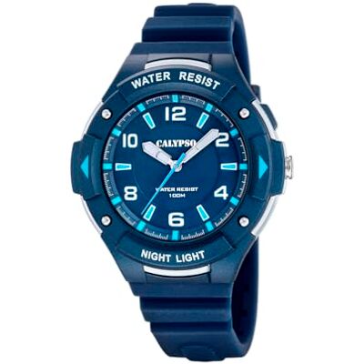 CALYPSO Reloj Hombre Analógico de Caucho Azul Reloj Cuarzo, Cristal de Alta Resistencia, Resistente al Agua 10 ATM, , Street Style CALYPSO Reloj Hombre Analógico de Caucho Azul Reloj Cuarzo, Cristal de Alta Resistencia, Resistente al Agua 10 ATM, , Street Style