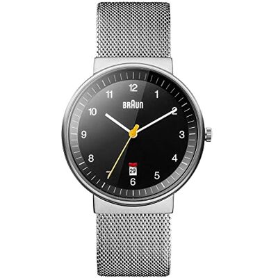 Braun Reloj análogico de cuarzo con correa de acero inoxidable para hombre, color plateado/negro Braun Reloj análogico de cuarzo con correa de acero inoxidable para hombre, color plateado/negro