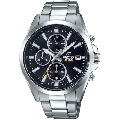 Edifice Casio Reloj en caja sólida, 10 BAR, Negro, para Hombre, con Correa de Acero inoxidable, EFV-560D-1AVUEF Edifice Casio Reloj en caja sólida, 10 BAR, Negro, para Hombre, con Correa de Acero inoxidable, EFV-560D-1AVUEF