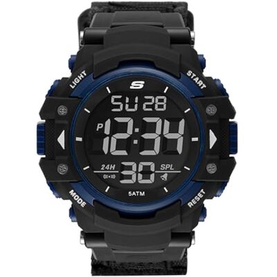 Skechers Reloj para hombre Flournoy, movimiento digital, caja de policarbonato negro de 53 mm con correa de nailon, Skechers Reloj para hombre Flournoy, movimiento digital, caja de policarbonato negro de 53 mm con correa de nailon,