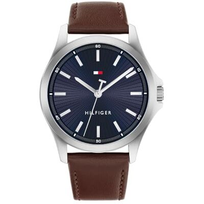 Tommy Hilfiger Reloj con Movimiento de Cuarzo de Tres Manecillas para Hombre con Correa de CueroMarrón Tommy Hilfiger Reloj con Movimiento de Cuarzo de Tres Manecillas para Hombre con Correa de CueroMarrón