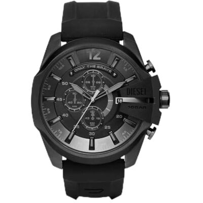 Diesel Reloj Mega Chief para Hombre, Movimiento cronógrafo con correa de silicona o sintética, 51 mm, Negro y carbón Diesel Reloj Mega Chief para Hombre, Movimiento cronógrafo con correa de silicona o sintética, 51 mm, Negro y carbón