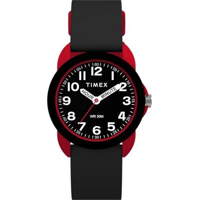 Timex Time Machines Reloj para niño, Correa de Silicona Negra, Esfera Negra, Caja roja, 30 mm, Timex Time Machines Reloj para niño, Correa de Silicona Negra, Esfera Negra, Caja roja, 30 mm,