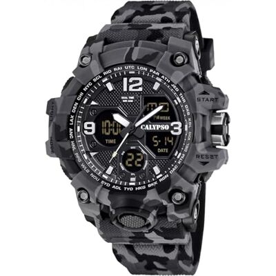 CALYPSO Reloj Digital Hombre Analógico de Caucho Gris Movimiento de Cuarzo Resistente al Agua 5 ATM Fecha y Calendario, Cronógrafo, Doble Horario, Luz, Alarma, 12 y 24 Horas K5855/4 X-Trem CALYPSO Reloj Digital Hombre Analógico de Caucho Gris Movimiento de Cuarzo Resistente al Agua 5 ATM Fecha y Calendario, Cronógrafo, Doble Horario, Luz, Alarma, 12 y 24 Horas K5855/4 X-Trem