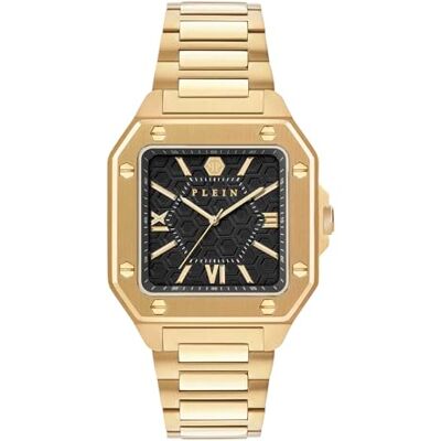 Philipp Plein Plein Edge Reloj analógico de Cuarzo para Hombre, Acero Inoxidable, Dorado, Pulsera Philipp Plein Plein Edge Reloj analógico de Cuarzo para Hombre, Acero Inoxidable, Dorado, Pulsera