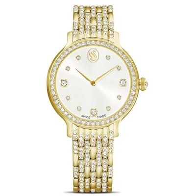 Swarovski Reloj Imber, Swiss Made, Brazalete de Metal, Adornado con 232 Cristales Individuales, Cierre de Mariposa, Mecanismo de Cuarzo, Acero Inoxidable, Tono Oro, Acabado en Tono Oro Swarovski Reloj Imber, Swiss Made, Brazalete de Metal, Adornado con 232 Cristales Individuales, Cierre de Mariposa, Mecanismo de Cuarzo, Acero Inoxidable, Tono Oro, Acabado en Tono Oro