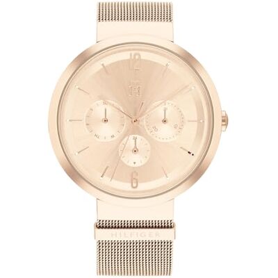 Tommy Hilfiger Reloj Analógico de Cuarzo Multifunción para Mujer con Correa de Malla de Acero Inoxidable de Oro Rosa Tommy Hilfiger Reloj Analógico de Cuarzo Multifunción para Mujer con Correa de Malla de Acero Inoxidable de Oro Rosa