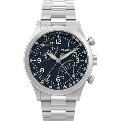 Timex Waterbury Reloj para Hombre, Pulsera de Acero Inoxidable, Esfera Azul, Caja de Acero Inoxidable, 43 mm, Timex Waterbury Reloj para Hombre, Pulsera de Acero Inoxidable, Esfera Azul, Caja de Acero Inoxidable, 43 mm,