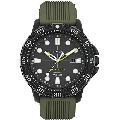 Timex Expedition Gallatin Reloj deportivo con esfera verde y correa de silicona verde, 44 mm Timex Expedition Gallatin Reloj deportivo con esfera verde y correa de silicona verde, 44 mm