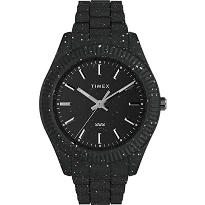 Timex Trend Reloj de 42 mm para hombre, correa eco-friendly negra, esfera negra, caja negra TW2V77000 Timex Trend Reloj de 42 mm para hombre, correa eco-friendly negra, esfera negra, caja negra TW2V77000