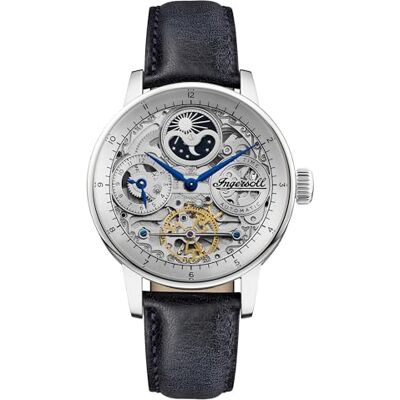 Ingersoll The Jazz Mens Automatic Watch with a Silver Dial and a Blue Genuine Leather Band Ingersoll The Jazz Mens Automatic Watch with a Silver Dial and a Blue Genuine Leather Band