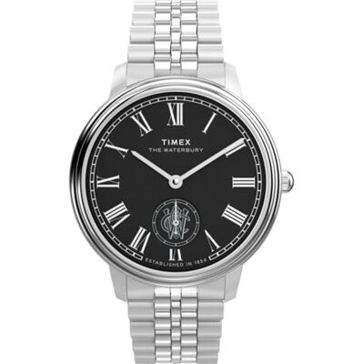 Timex Waterbury Metropolitan Sub-Second Reloj con Correa de Acero Inoxidable y Esfera Negra para Hombre, 39 mm Timex Waterbury Metropolitan Sub-Second Reloj con Correa de Acero Inoxidable y Esfera Negra para Hombre, 39 mm
