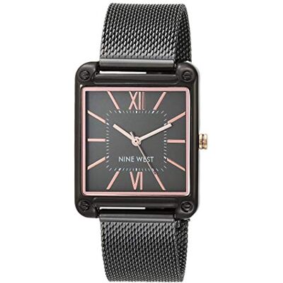 Nine West Reloj de Pulsera de Malla para Mujer, Gris plomizo Nine West Reloj de Pulsera de Malla para Mujer, Gris plomizo
