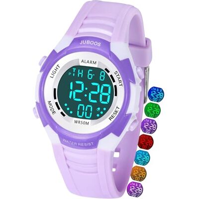 Juboos Reloj Digital Deportivo para Niños,7 Colores con Luz led,Resistente al Agua, con Alarma,Cronómetro,Reloj de Pulsera para Niños y Niñas de 5 a 18 Años Juboos Reloj Digital Deportivo para Niños,7 Colores con Luz led,Resistente al Agua, con Alarma,Cronómetro,Reloj de Pulsera para Niños y Niñas de 5 a 18 Años