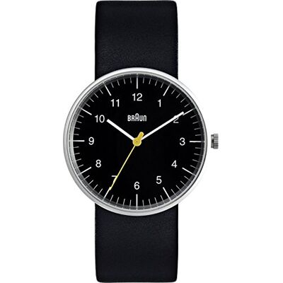 Braun Reloj analógico de caballero de cuarzo con correa de piel negra Braun Reloj analógico de caballero de cuarzo con correa de piel negra