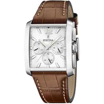 Festina Reloj Hombre Analógico de Acero Inoxidable y Cuero Marrón Festina Reloj Hombre Analógico de Acero Inoxidable y Cuero Marrón