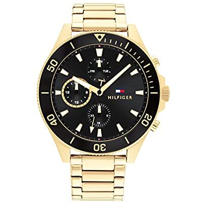 Tommy Hilfiger Reloj Analógico de Cuarzo multifunción para hombre con Correa en Acero Inoxidable dorado Tommy Hilfiger Reloj Analógico de Cuarzo multifunción para hombre con Correa en Acero Inoxidable dorado