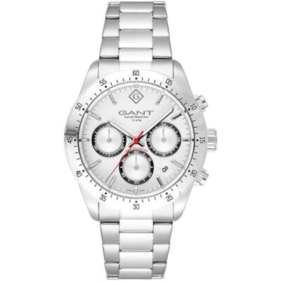 GANT Greenfield Reloj cronógrafo para Hombre, Acero Inoxidable, Esfera Blanca, 41 mm, Cuarzo, 10 ATM GANT Greenfield Reloj cronógrafo para Hombre, Acero Inoxidable, Esfera Blanca, 41 mm, Cuarzo, 10 ATM