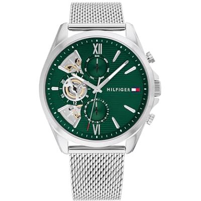 Tommy Hilfiger Reloj Analógico de Cuarzo Multifunción para Hombre con Correa de Malla de Acero Inoxidable Plateada Tommy Hilfiger Reloj Analógico de Cuarzo Multifunción para Hombre con Correa de Malla de Acero Inoxidable Plateada