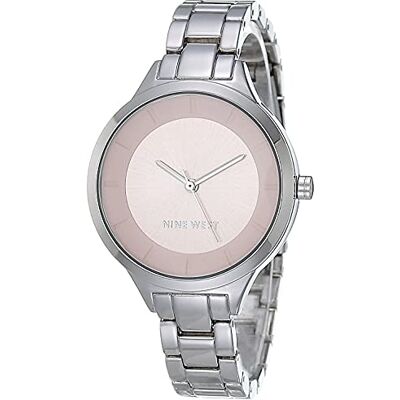Nine West NW/2225 Reloj de Pulsera para Mujer, Plata/Rosa Claro Nine West NW/2225 Reloj de Pulsera para Mujer, Plata/Rosa Claro