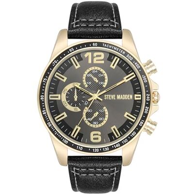 Steve Madden Reloj para Hombre con Correa, Gris/Oro Steve Madden Reloj para Hombre con Correa, Gris/Oro