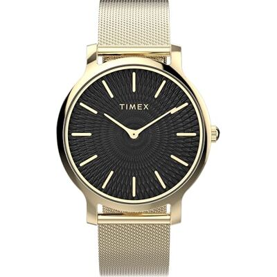 Timex Trend Reloj para Hombre de 34 mm, Correa de Acero Inoxidable en Tono Dorado, Esfera Negra, Caja en Tono Dorado Timex Trend Reloj para Hombre de 34 mm, Correa de Acero Inoxidable en Tono Dorado, Esfera Negra, Caja en Tono Dorado