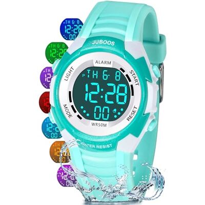 Juboos Reloj Digital Deportivo para Niños,7 Colores con Luz led,Resistente al Agua, con Alarma,Cronómetro,Reloj de Pulsera para Niños y Niñas de 5 a 18 Años Juboos Reloj Digital Deportivo para Niños,7 Colores con Luz led,Resistente al Agua, con Alarma,Cronómetro,Reloj de Pulsera para Niños y Niñas de 5 a 18 Años