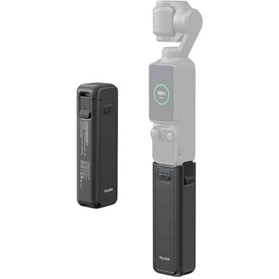 TELESIN Empuñadura Batería para dji Osmo Pocket 4P/4/3, 5000mAh Powerbank Grip con 1,3× más autonomía, carga durante la grabación y soporte para trípode, ideal para vlog y viajes TELESIN Empuñadura Batería para dji Osmo Pocket 4P/4/3, 5000mAh Powerbank Grip con 1,3× más autonomía, carga durante la grabación y soporte para trípode, ideal para vlog y viajes