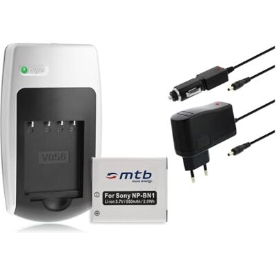 mtb more energy Batería + Cargador NP-BN1 Compatible con Sony Cyber-Shot DSC-W670, W690, WX5, WX7, WX9, WX10 mtb more energy Batería + Cargador NP-BN1 Compatible con Sony Cyber-Shot DSC-W670, W690, WX5, WX7, WX9, WX10
