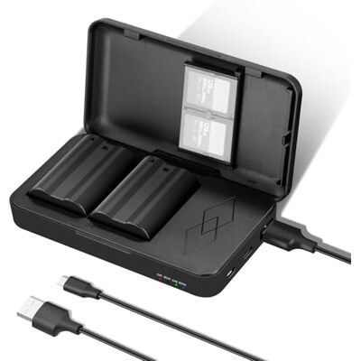 NEEWER EN-EL25c Batería de Repuesto y Cargador USB, 2 Pack Baterías de 2400mAh y Cargador de Doble Canal, Compatible con Nikon Z8 Z7 Z6 Z5 D850 D810 D780 D750 D610 D500 D7500 D7200 D7100 D7000 1 V1 NEEWER EN-EL25c Batería de Repuesto y Cargador USB, 2 Pack Baterías de 2400mAh y Cargador de Doble Canal, Compatible con Nikon Z8 Z7 Z6 Z5 D850 D810 D780 D750 D610 D500 D7500 D7200 D7100 D7000 1 V1