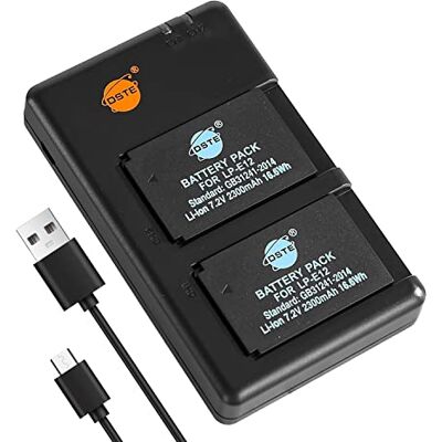 DSTE 2PCS LP-E12 Batería & Cargador Compatible para Canon EOS M, M2, M10, 100D, M50, M100, M200 DSTE 2PCS LP-E12 Batería & Cargador Compatible para Canon EOS M, M2, M10, 100D, M50, M100, M200