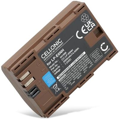 CELLONIC Batería Compatible con Blackmagic Pocket Cinema 4k, Canon LP-E6 2000mAh, 7.4V, Ion de litio para Canon XC10, XC15, EOS 5D Mark II, EOS 5D Mark III, 5DS, 60D, 60Da, 6D, 70D, 7D, 80D, 90D, R6 CELLONIC Batería Compatible con Blackmagic Pocket Cinema 4k, Canon LP-E6 2000mAh, 7.4V, Ion de litio para Canon XC10, XC15, EOS 5D Mark II, EOS 5D Mark III, 5DS, 60D, 60Da, 6D, 70D, 7D, 80D, 90D, R6