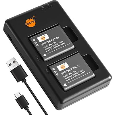 DSTE 2PCS DB-110 Batería & Cargador Compatible para GR III WG-6 G900 G900SE DSTE 2PCS DB-110 Batería & Cargador Compatible para GR III WG-6 G900 G900SE