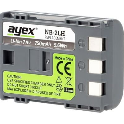 ayex Batería NB-2LH Compatible con Canon EOS 350D 400D Powershot G7 G9 S30 S40 ayex Batería NB-2LH Compatible con Canon EOS 350D 400D Powershot G7 G9 S30 S40