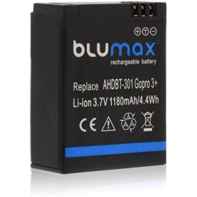 Blumax – Batería 1180 mAh – para GoPro Hero 3 Plus 3 +/ 3 Black, Silver, White –AHDBT-201, AHDBT-301, AHDBT-302, AHBBP-301, ACARC-001, AWALC-001. Blumax – Batería 1180 mAh – para GoPro Hero 3 Plus 3 +/ 3 Black, Silver, White –AHDBT-201, AHDBT-301, AHDBT-302, AHBBP-301, ACARC-001, AWALC-001.