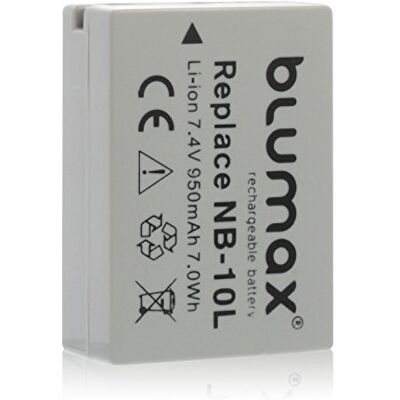 Blumax Batería NB-10L Compatible con Canon PowerShot G16 G15 G1 X G3 X y SX40 SX50 SX60 HS 950mAh 7,4V 7,0Wh más Capacidad Que la batería Original Blumax Batería NB-10L Compatible con Canon PowerShot G16 G15 G1 X G3 X y SX40 SX50 SX60 HS 950mAh 7,4V 7,0Wh más Capacidad Que la batería Original