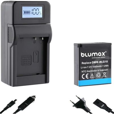 Blumax DMW BLG10e Batería de 1000 mAh (sensor de temperatura NTC y carcasa V1) + cargador turbo compatible con Lumix DC GX9 TZ202 TZ91 DMC TZ101 TZ81 GF6 GX7 GX80 LX100 G110 Blumax DMW BLG10e Batería de 1000 mAh (sensor de temperatura NTC y carcasa V1) + cargador turbo compatible con Lumix DC GX9 TZ202 TZ91 DMC TZ101 TZ81 GF6 GX7 GX80 LX100 G110