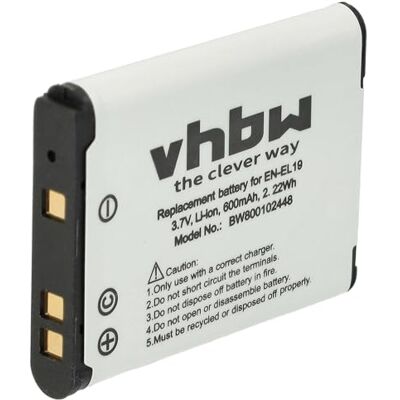 vhbw 1x Batería Recargable Compatible con Nikon CoolPix S4200 S4300, S6400, S6500, S5300, S5200 cámara digital, DSLR (600 mAh, 3,7 V, Li-Ion) vhbw 1x Batería Recargable Compatible con Nikon CoolPix S4200 S4300, S6400, S6500, S5300, S5200 cámara digital, DSLR (600 mAh, 3,7 V, Li-Ion)
