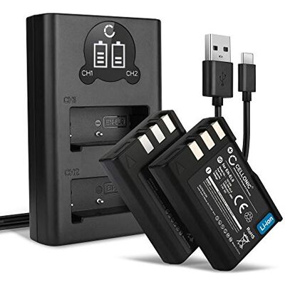 CELLONIC 2X Batería Compatible con Nikon D3000, D5000, D40, D60, EN-EL9 1000mAh, 7.4V, Ion de litio para Nikon D40x, EN-EL9A, EN-EL9E, MH-23 CELLONIC 2X Batería Compatible con Nikon D3000, D5000, D40, D60, EN-EL9 1000mAh, 7.4V, Ion de litio para Nikon D40x, EN-EL9A, EN-EL9E, MH-23