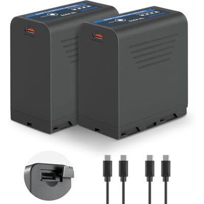 NEEWER BÁSICO 2 Pack NP-F970 7800mAh Baterías Repuesto NP-F Batería Recargable para Sony FX3/FX30/A7, para Canon R5, para Nikon Z8, 20W Tipo C PD Carga Rápida para Videocámara Monitor Luz LED, TP-F970 NEEWER BÁSICO 2 Pack NP-F970 7800mAh Baterías Repuesto NP-F Batería Recargable para Sony FX3/FX30/A7, para Canon R5, para Nikon Z8, 20W Tipo C PD Carga Rápida para Videocámara Monitor Luz LED, TP-F970