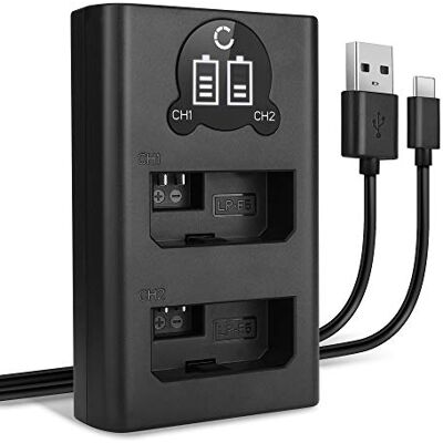 CELLONIC Cargador Dual LP-E5 Smart y Rápido Compatible con Cargador Doble LC-E5 CBC-E5 de Carga Alimentación CELLONIC Cargador Dual LP-E5 Smart y Rápido Compatible con Cargador Doble LC-E5 CBC-E5 de Carga Alimentación