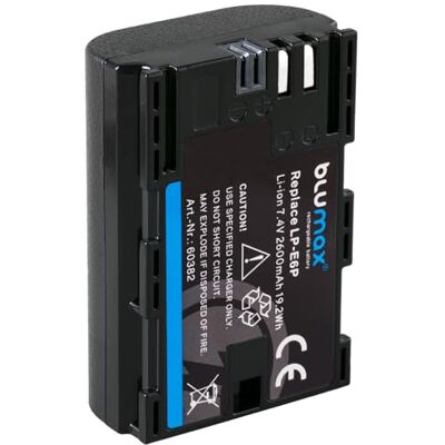 Blumax Batería compatible con Canon LP-E6P 2600 mAh - LP-ENH LP-E6N LP-E6 para Canon EOS R5 Mark II R5 II R6 II R7-5D Mark IV – 7D 90D – Compatible con 8 K Blumax Batería compatible con Canon LP-E6P 2600 mAh - LP-ENH LP-E6N LP-E6 para Canon EOS R5 Mark II R5 II R6 II R7-5D Mark IV – 7D 90D – Compatible con 8 K