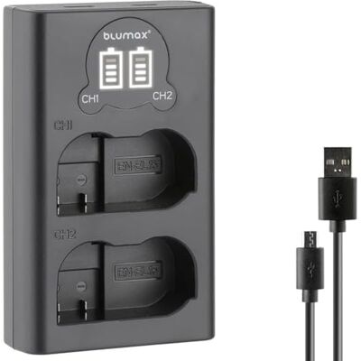Blumax Mini Dual Charger para Nikon EN-EL15c EN-EL15b EN-EL15a EN-EL15a EN-EL15 USB-C/Micro USB para cargar Cargador para Nikon Z8 Z7 II Z6 III ZF Blumax Mini Dual Charger para Nikon EN-EL15c EN-EL15b EN-EL15a EN-EL15a EN-EL15 USB-C/Micro USB para cargar Cargador para Nikon Z8 Z7 II Z6 III ZF