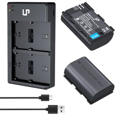 LP Cargador de batería -E6 E6N (2 Unidades, 2600 mAh, Cargador Doble) Compatible con cámaras Canon EOS R, R5, R6, 90D, 80D, 70D, 60D, 60DA, 5D Mark II, 6D, 6D Mark II, 7D, 7D Mark II, XC15 y XC10. LP Cargador de batería -E6 E6N (2 Unidades, 2600 mAh, Cargador Doble) Compatible con cámaras Canon EOS R, R5, R6, 90D, 80D, 70D, 60D, 60DA, 5D Mark II, 6D, 6D Mark II, 7D, 7D Mark II, XC15 y XC10.
