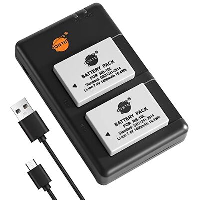 DSTE 2PCS NB-10L Batería & Cargador Compatible para Canon PowerShot G1X, G15, G16, SX40 HS, SX50 HS DSTE 2PCS NB-10L Batería & Cargador Compatible para Canon PowerShot G1X, G15, G16, SX40 HS, SX50 HS