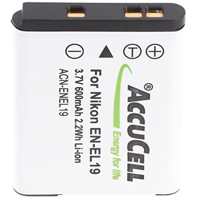 AccuCell Batería para EN-EL19, Coolpix S2500, S3100, S4100, 700 mAh AccuCell Batería para EN-EL19, Coolpix S2500, S3100, S4100, 700 mAh