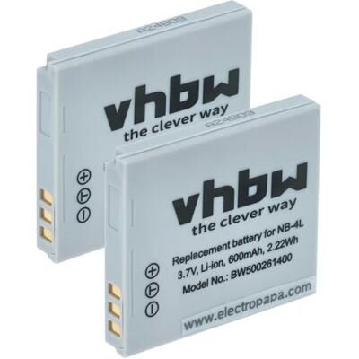 vhbw 2X batería Compatible con Canon Digital Ixus 110 is 115 HS, 117 HS, 100 IS, 120 IS, 230HS, 130, 220HS cámara (600 mAh, 3,6 V, Li-Ion) vhbw 2X batería Compatible con Canon Digital Ixus 110 is 115 HS, 117 HS, 100 IS, 120 IS, 230HS, 130, 220HS cámara (600 mAh, 3,6 V, Li-Ion)