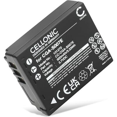 CELLONIC Batería Compatible con Panasonic Lumix DMC-TZ1, DMC-TZ11, CGA-S007 900mAh, 3.7V, Ion de litio para Panasonic Lumix DMC-TZ15, DMC-TZ2, CGA-S007A/1B, CGA-S007A/B, CGR-S007, CGR-S007E, DMW-BCD10 CELLONIC Batería Compatible con Panasonic Lumix DMC-TZ1, DMC-TZ11, CGA-S007 900mAh, 3.7V, Ion de litio para Panasonic Lumix DMC-TZ15, DMC-TZ2, CGA-S007A/1B, CGA-S007A/B, CGR-S007, CGR-S007E, DMW-BCD10