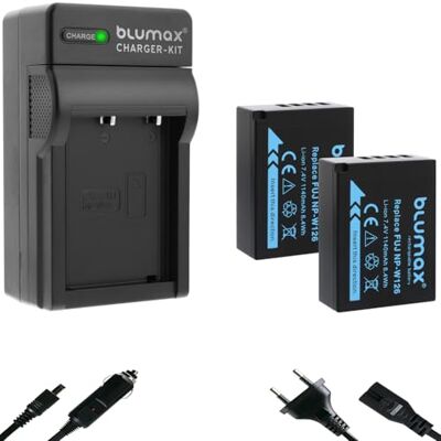 Blumax Batería compatible con Fujifilm NP-W126s (1140 mAh) + cargador Fuji NP-W126 para X-A1 X-A7 X-E5 X-H1 X-M5 / X-Pro3 X-S10 X-T3 X-T30 III X-T200 Blumax Batería compatible con Fujifilm NP-W126s (1140 mAh) + cargador Fuji NP-W126 para X-A1 X-A7 X-E5 X-H1 X-M5 / X-Pro3 X-S10 X-T3 X-T30 III X-T200